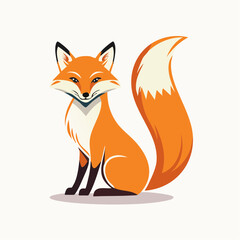 Stylized Illustration of a Charming Fox with Vibrant Orange and White Hues, Graphic Design