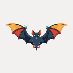 Stylized Illustration of a Nocturnal Creature Depicting a Vectorized Bat on a White Backdrop