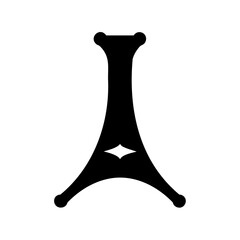 Stylized Silhouette of Eiffel Tower with Art Deco Elements and Geometric Accent