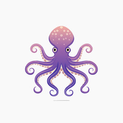 Vibrant Cartoon Octopus Illustration with Elegant Purple and Pastel Gradient Tones