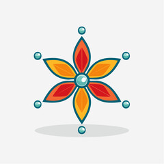 Vibrant Floral Emblem with Gemstones, a Symbolic Depiction of Nature and Beauty