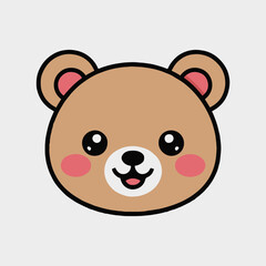 Vector art of cute bear cartoon face adorable teddy bear character with big eyes and a sweet smile perfect for childrens designs vector illustration of a friendly bear