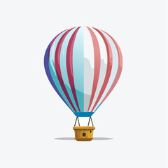 Vibrant Hot Air Balloon Ascending Against a Clear Sky, Vector Illustration