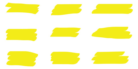 Isolated glowing scribble icon set on white page. Textured doodle sets. Yellow glowing doodle scribble background set on white background. Graphical vector icon scribble set on white page. EPS 10. 