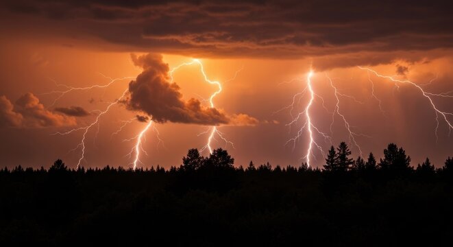 Dramatic lightning storm over dark forest (1)