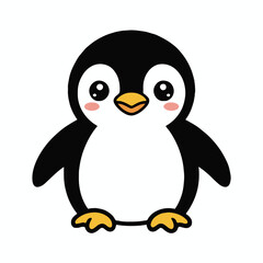 Vector art of charming penguin illustration a delightful cartoon penguin with big, expressive eyes and rosy cheeks ideal for childrens projects, educational materials, or winterthemed designs
