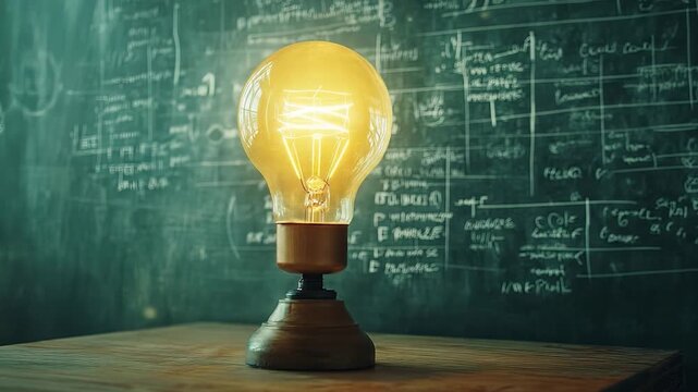 Glowing Idea Blackboard Background. - Powered by Adobe