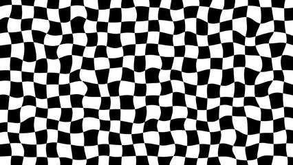 Fototapeta premium Black and white wiggly checker board design background wallpaper 4k checkboard backdrop