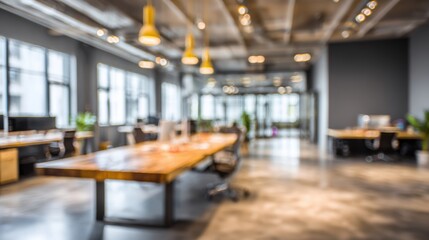 Elegant photo of modern Office Interior Design Blurred Background.