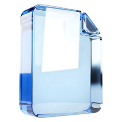 3D Rendering of Blue Glass File Icon, Document Symbol, Transparent Design, Cristal Page Element, Text Illustration, Data Sheet