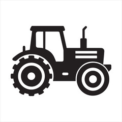 Tractor black silhouette vector, Tractor plane icon