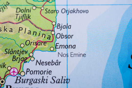 Macro map section showing Emona and Nos Emine coast.