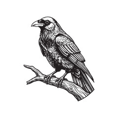 Crow Sitting Bird Vector Icon