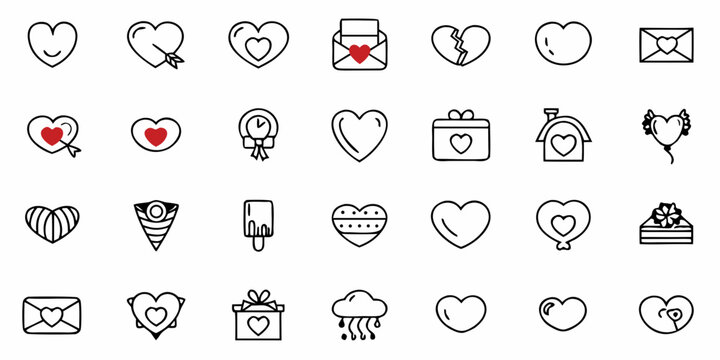 Charming heart-themed doodle collection, perfect for expressing love, romance, and creating custom Valentine's Day cards, social media posts, and wedding invitations