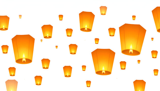 A sky filled with multiple glowing lanterns rising high into the festival night during Diwali.