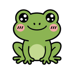 Vector art of cute frog cartoon adorable amphibian with green skin and big eyes smiling frog character for kids books, cards, posters, and prints happy frog illustration