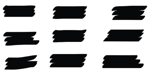 Isolated hand drawn paint brush icon set on white background. Vector illustration textured design set on white page. Doodle hand drawn scribble sets. EPS 10. 