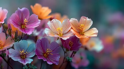 Vibrant spring blossoms with colorful petals captured high resolution photo