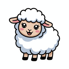 Vector art of adorable baby sheep cartoon this delightful illustration showcases a fluffy sheep with endearing eyes and a gentle smile, ideal for childrens content, educational materials, and heartwar