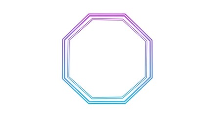 Geometric octagon frame with a vibrant gradient of purple and blue, isolated on a white background, perfect for graphic design and digital art projects