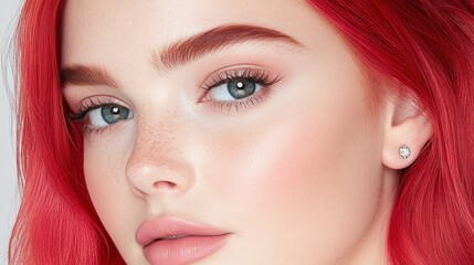 Obraz premium Closeup portrait of young woman with red hair