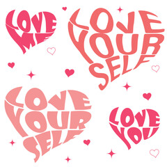 Love yourself and love me text with copy space background. vector illustration