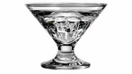 Cut crystal martini glass on black background