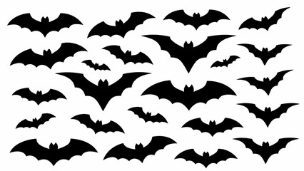 Spooky bat silhouettes for Halloween designs and themed events create a festive, scary atmosphere