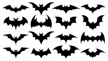 Spooky bat silhouettes for Halloween projects, a cool and creepy design element for your scary holiday concepts