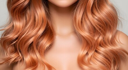 Fototapeta premium Stunning Copper Waves: A Close-Up of Luxurious, Healthy Hair