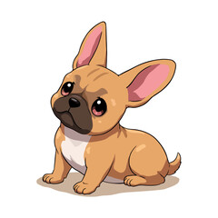 Cute Baby Brown French Bulldog Clipart 10