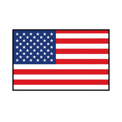 USA Flag Vector Rectangle Icon, Minimal American National Symbol Illustration, Flat Country Banner Clipart Isolated on White