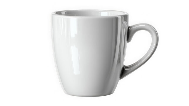White coffee mug with handle right and copy space