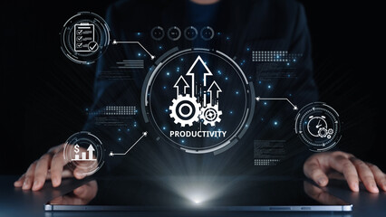 Productivity improvement in digital business, showing productivity tools, productivity tracking,...