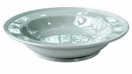 White shallow reflective bowl studio angle