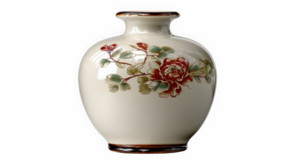 White ceramic vase with shadow and high gloss reflection