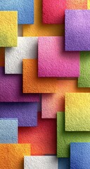 Fototapeta premium Abstract colorful squares layered in a dynamic, textured pattern
