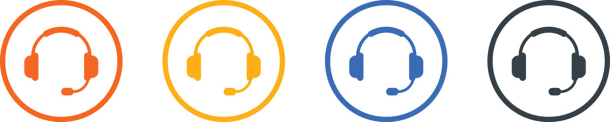 Four Color-Coded Headset Icons for Customer Support