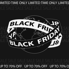 Banner for Black Friday. Modern minimal text symbol of Black Friday. Design template for Black Friday sale, promotion, advertising and social media ad