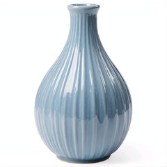 Title:
Light blue ceramic vase with classic grooved design for versatile home decor