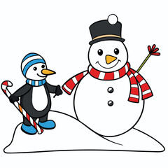 a playful penguin wearing a cozy scarf and hat