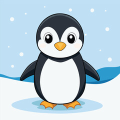 Obraz premium cute baby penguin white snow background