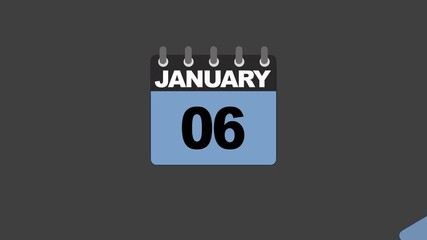 animation of January month calendar with 31 days on background. 4K video