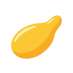 A simple, stylized yellow capsule or pill with a glossy finish, isolated on a white background.