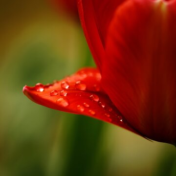 red flower with water drops