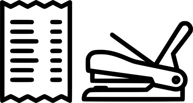 Food delivery receipt and bag stapler outline icon vector
