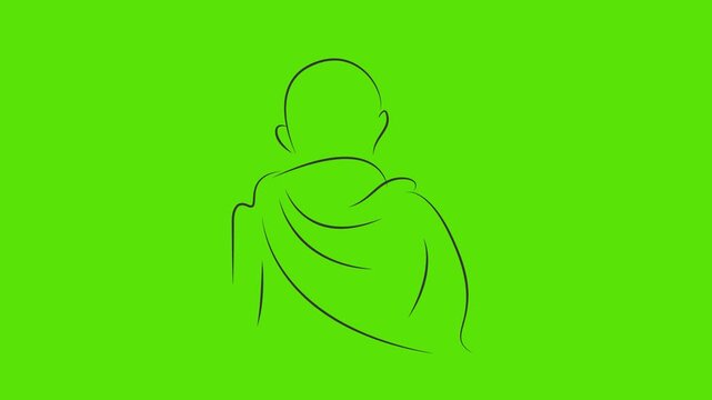Green screen of Gandhi ji line drawing 