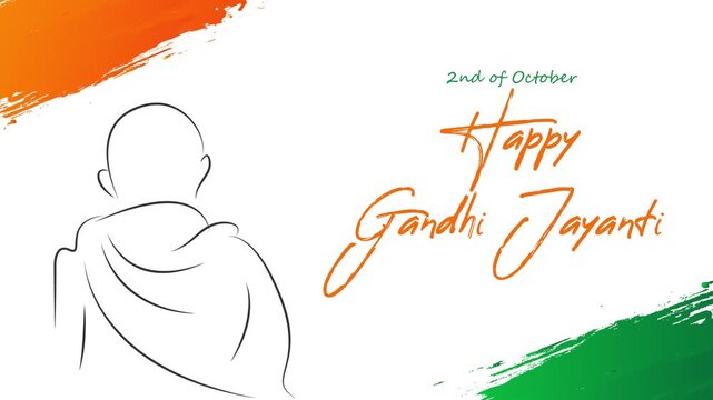Happy Gandhi Jayanti Text Typography with Tricolor India Flag Background,2 October Holiday Greeting Card, Cover Design, Banner. Vector 