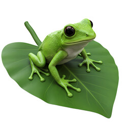 Green Tree Frog on Leaf: Vibrant Amphibian Photography