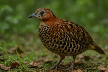 Beautiful Speckled Quail Bird in the Forest